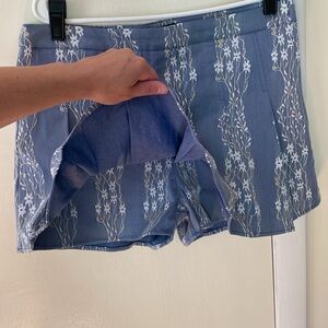 Light blue denim lace summer skort and corset top set
